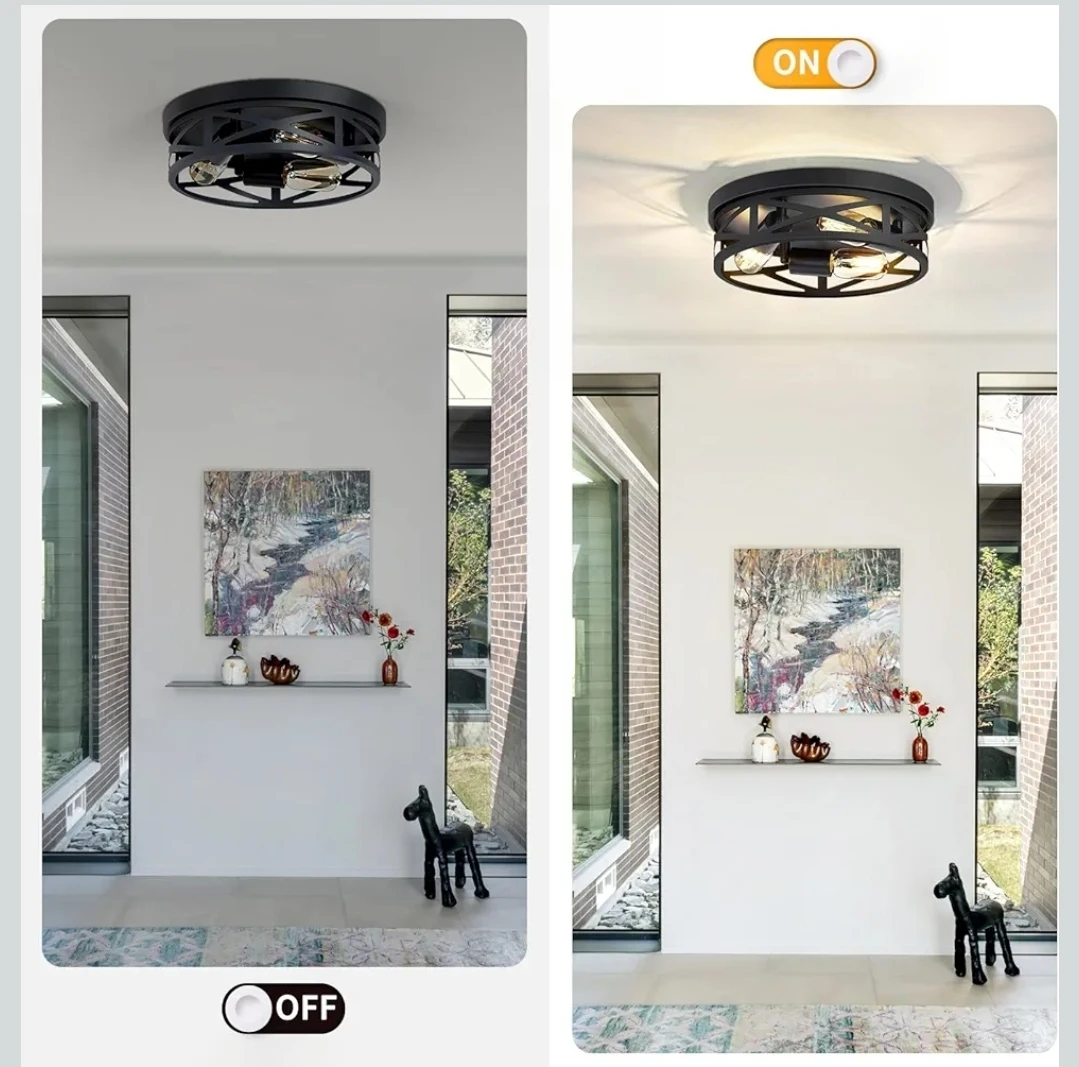 13 inch Farmhouse Ceiling Light Fixture - Black - photo 4