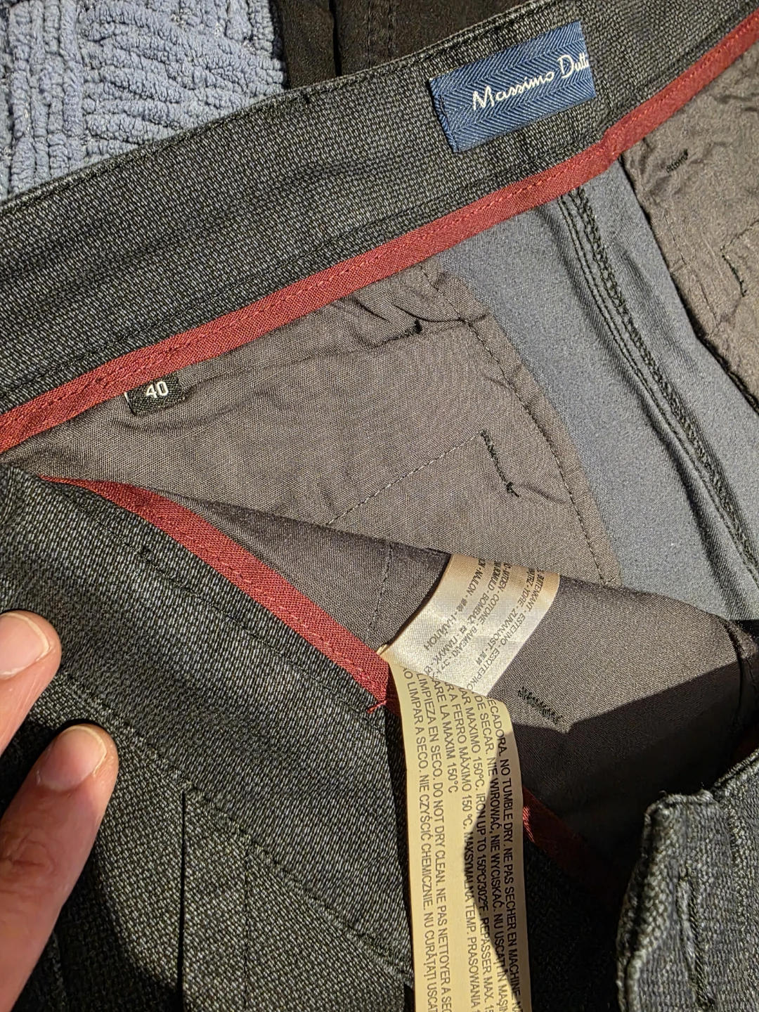 Massimo Dutti Charcoal Grey Textured Chinos - photo 2