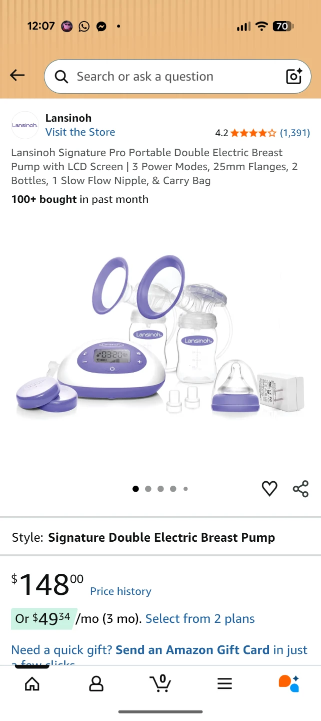 Lansinoh Signature Pro Portable Double Electric Breast Pump - photo 2