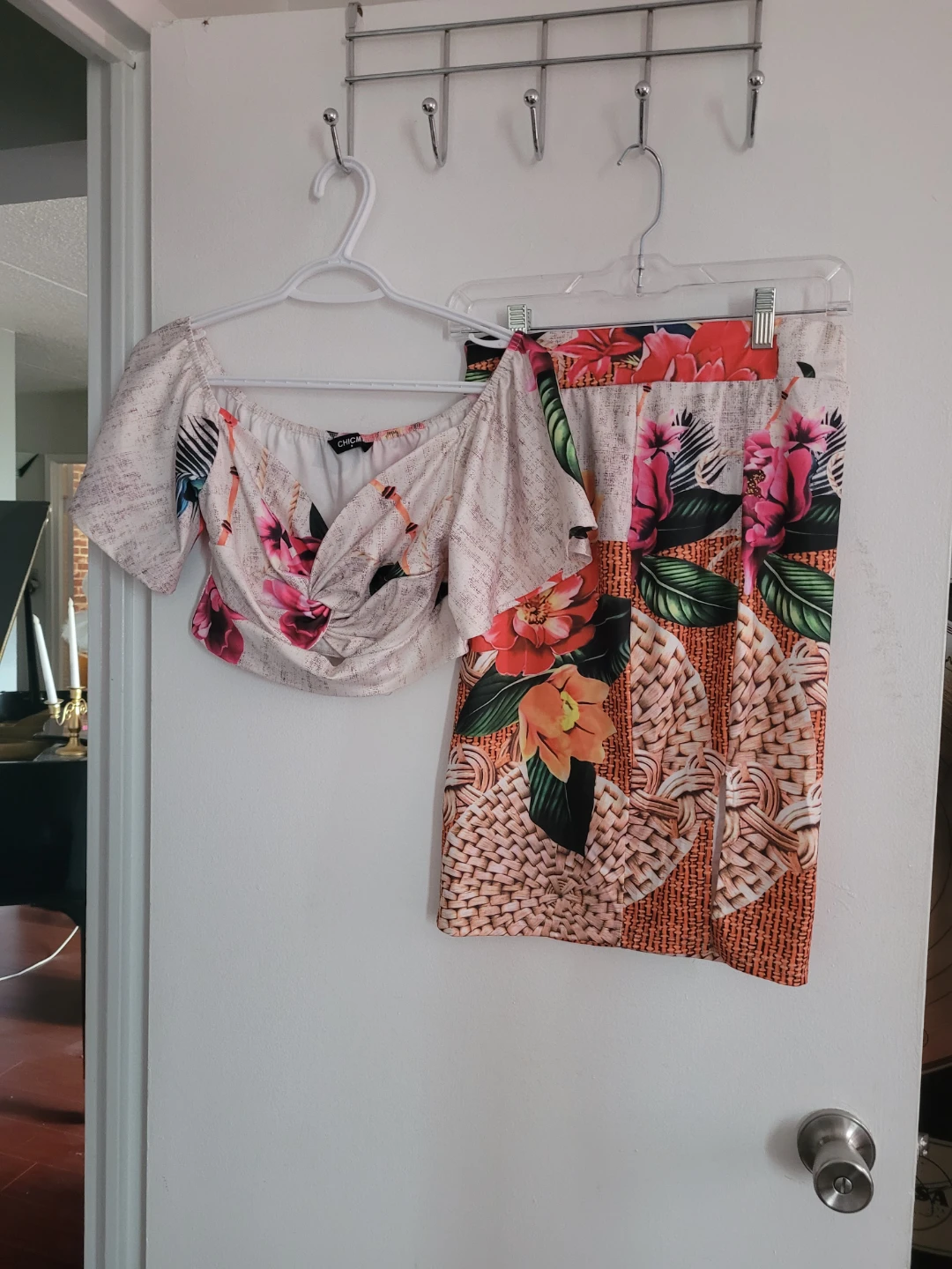 Floral Crop Top and Skirt Set