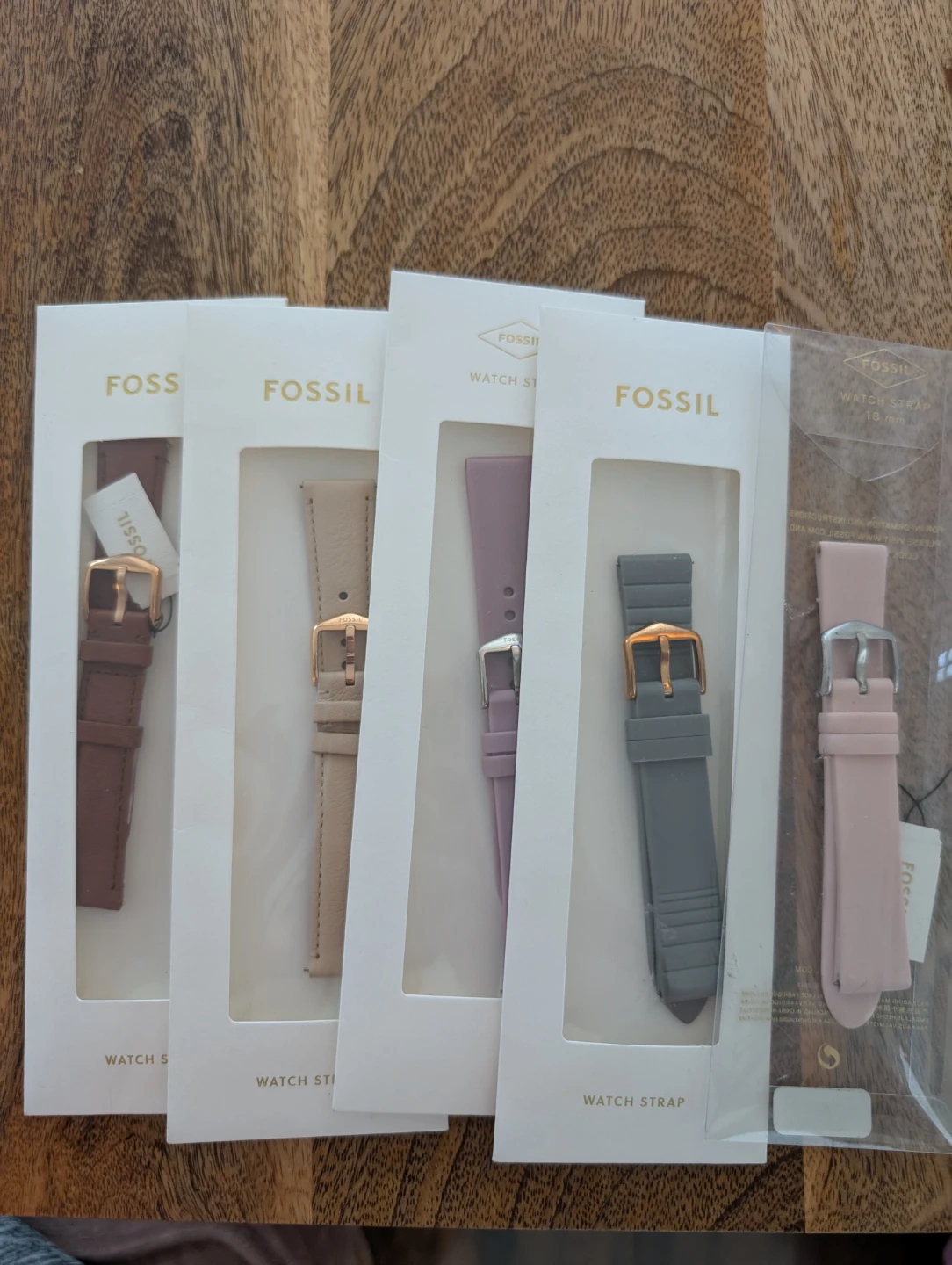 Fossil 18mm Leather and Silicone Watch Straps