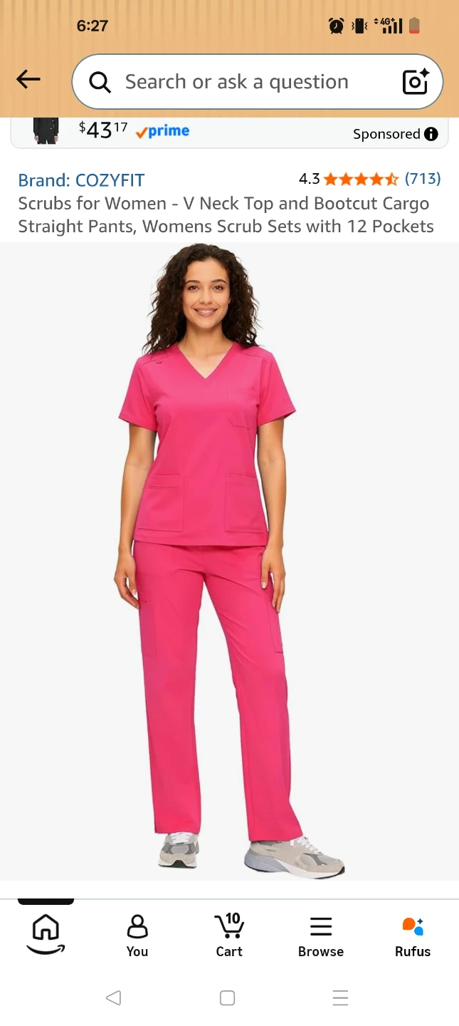 COZYFIT V-Neck Scrub Top - Pink