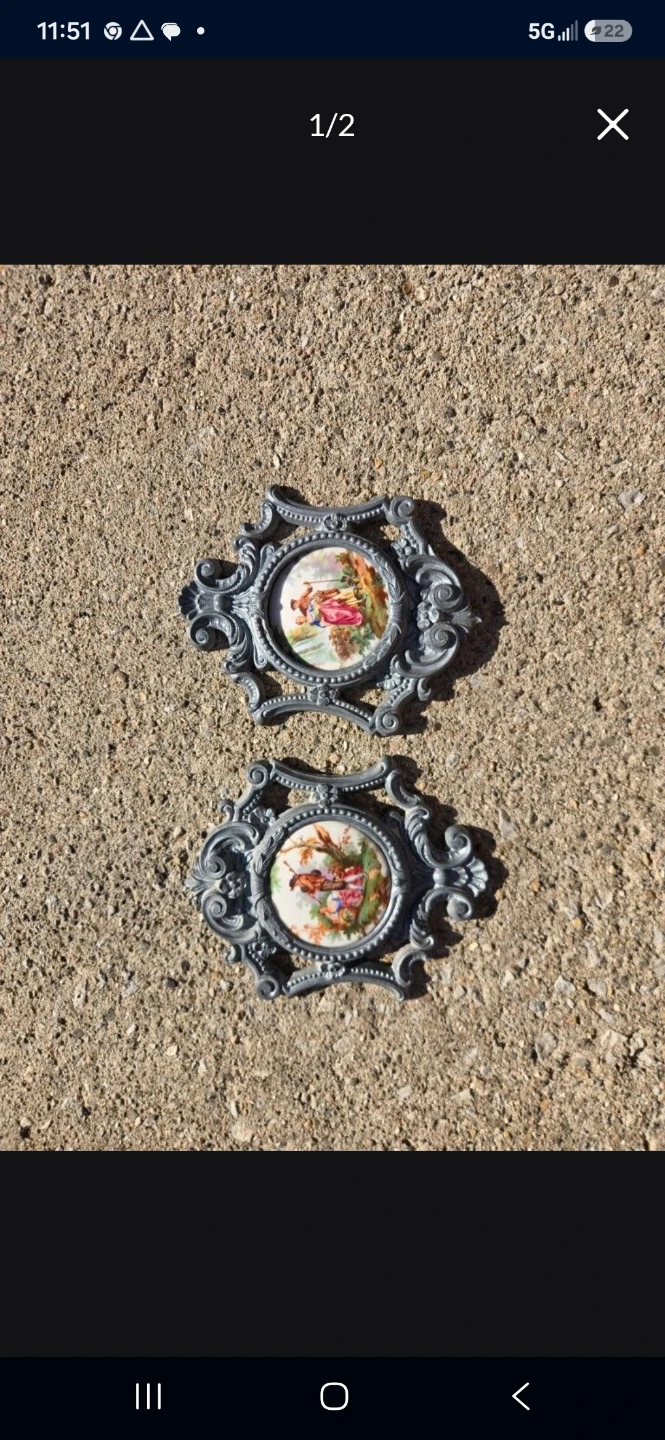 Vintage Decorative Ornate Framed Ceramic Oval Plaques