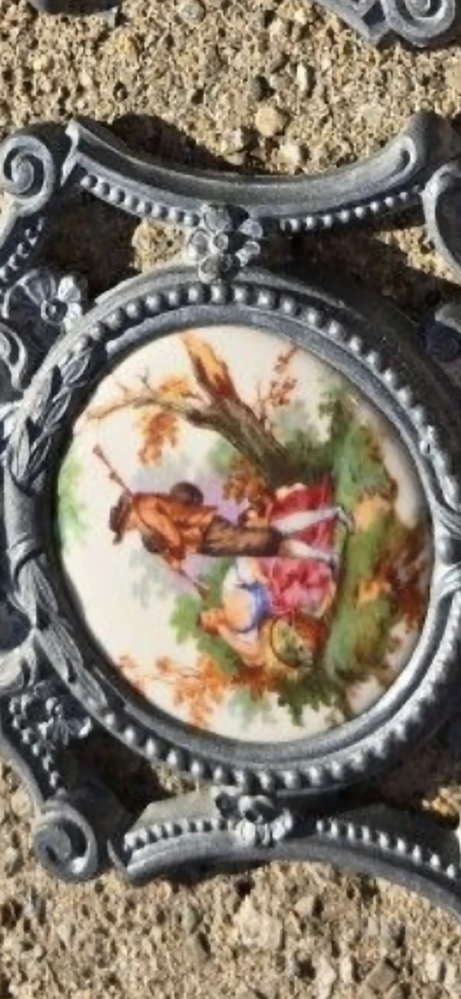 Vintage Decorative Ornate Framed Ceramic Oval Plaques - photo 3