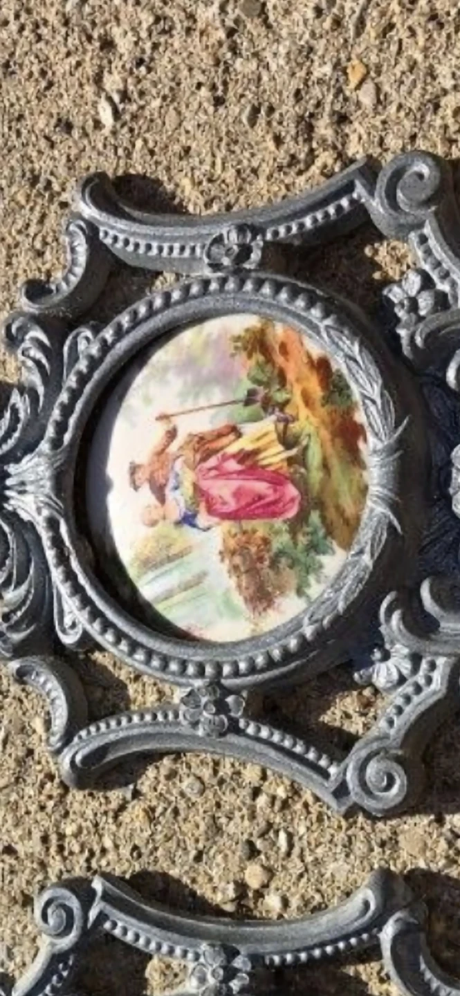 Vintage Decorative Ornate Framed Ceramic Oval Plaques - photo 4