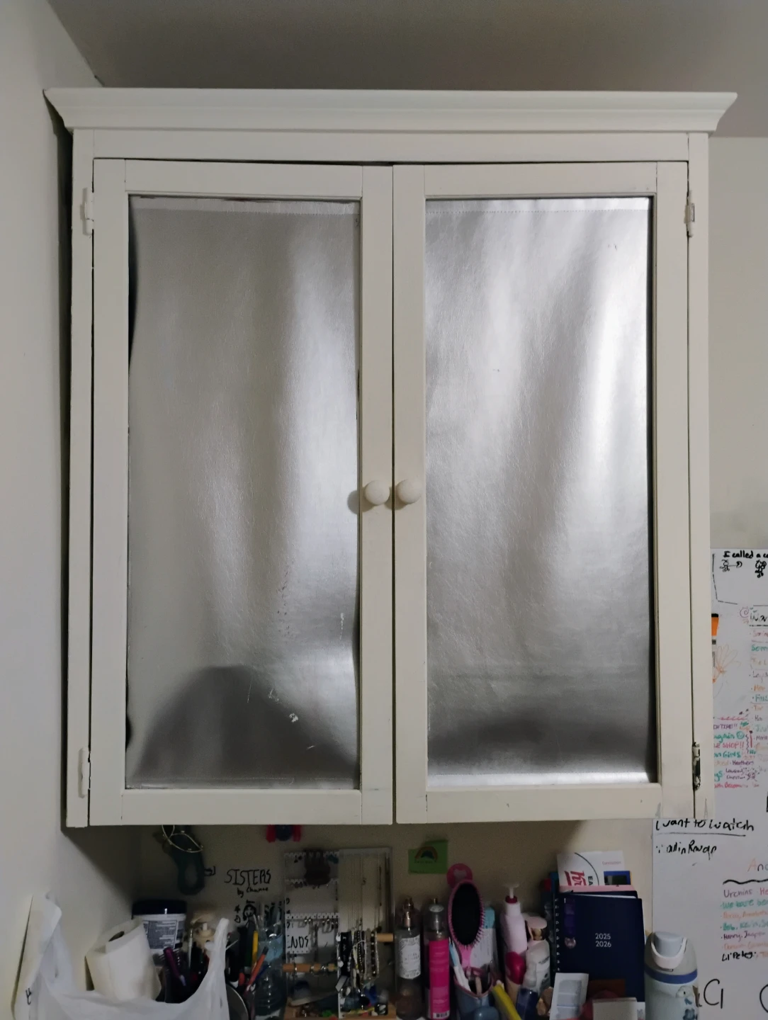 White Wall Cabinet with  Doors