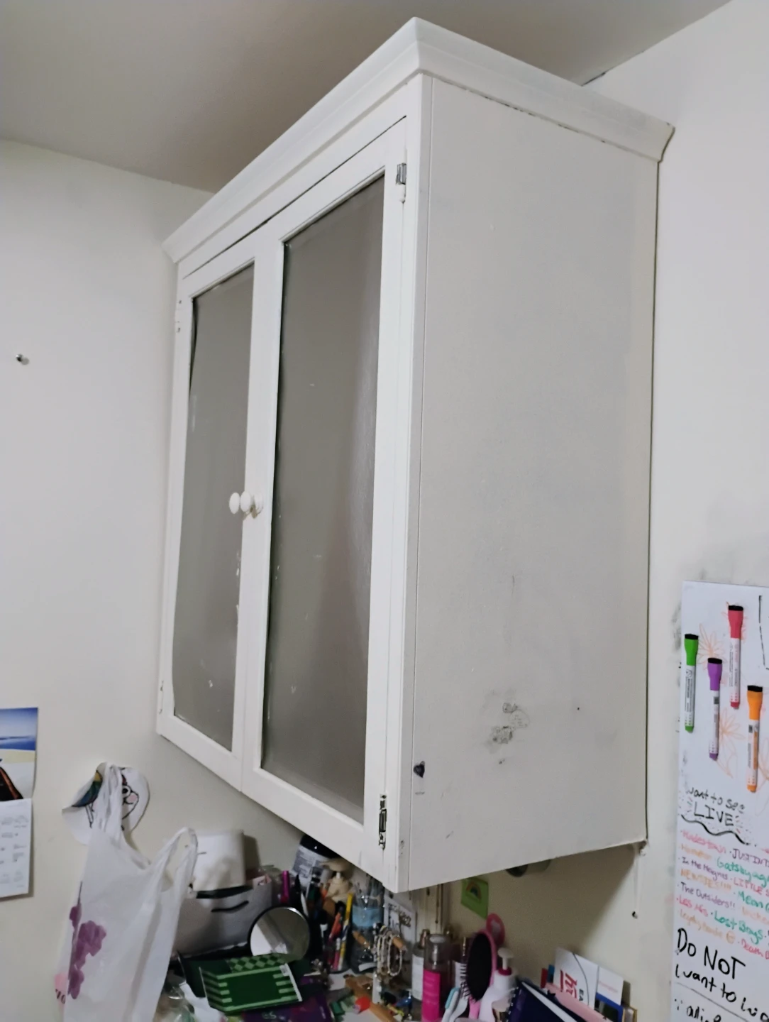 White Wall Cabinet with  Doors - photo 2