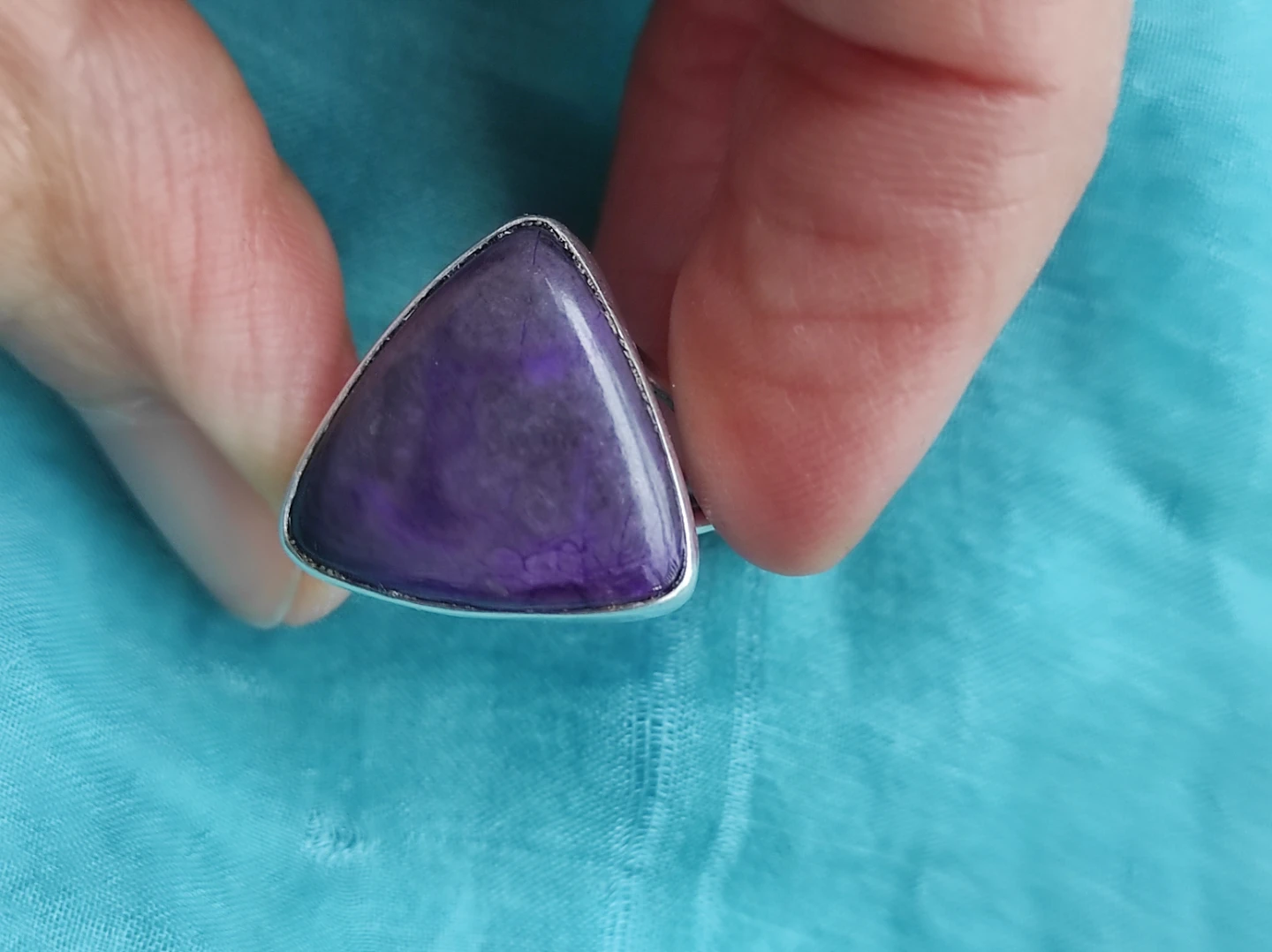 Rare Silver Sugalite Gemstone Ring