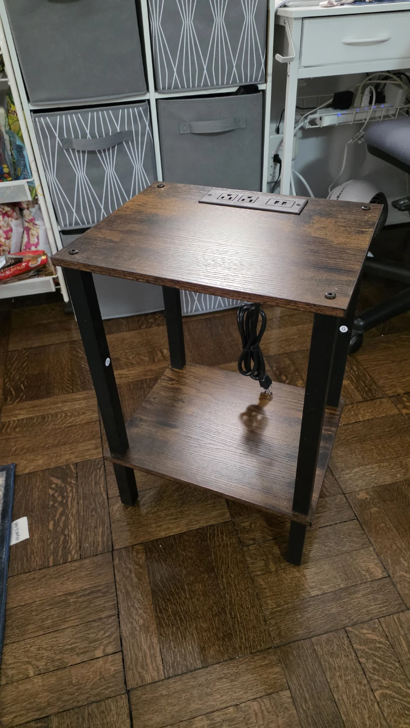End Table with Built-in Power Strip and USB Ports