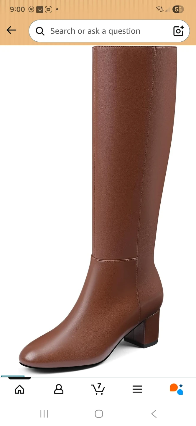 Brown Knee-High Boots with Block Heel - photo 4