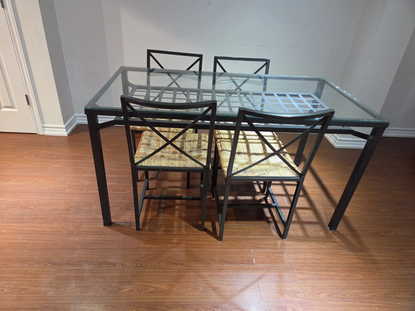 Glass Top Dining Table with Metal Frame