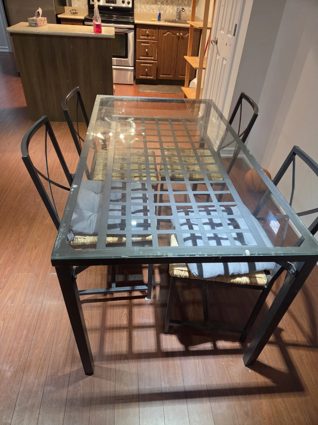 Glass Top Dining Table with Metal Frame - photo 2