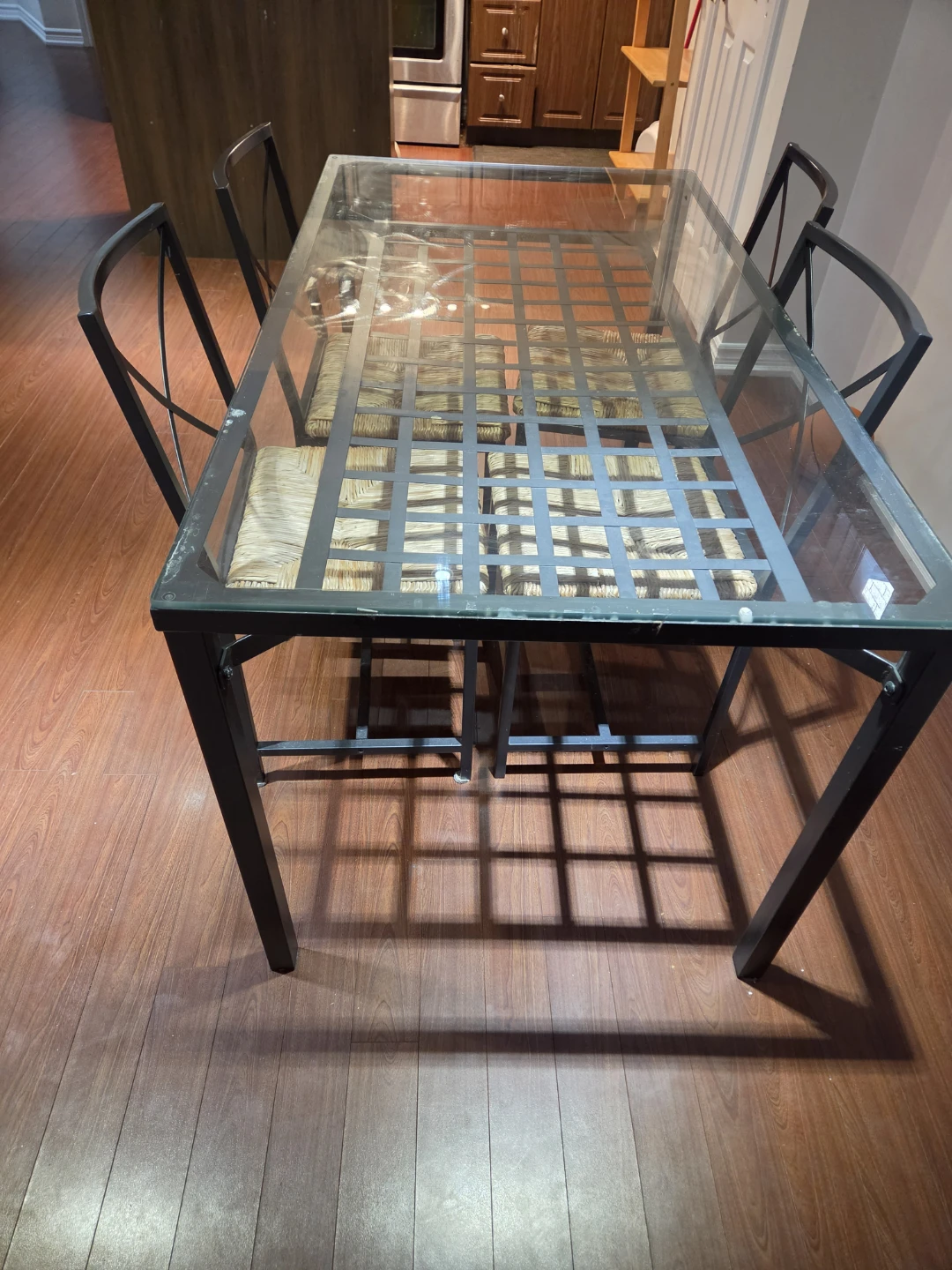 Glass Top Dining Table with Metal Frame - photo 3