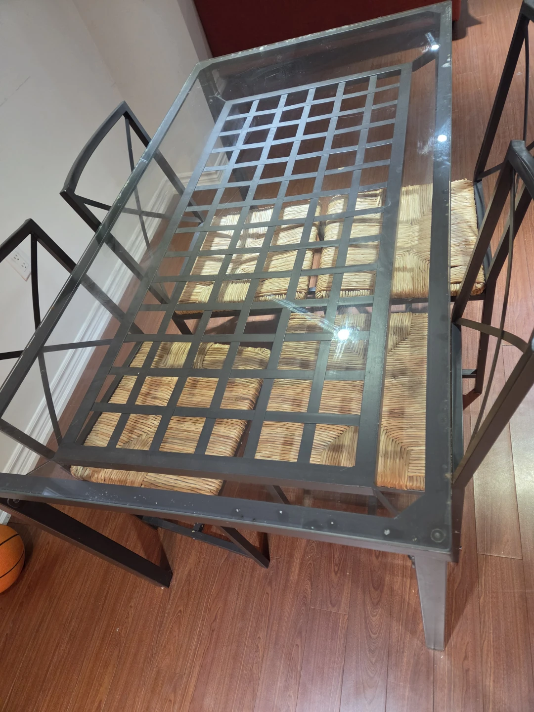 Glass Top Dining Table with Metal Frame - photo 4