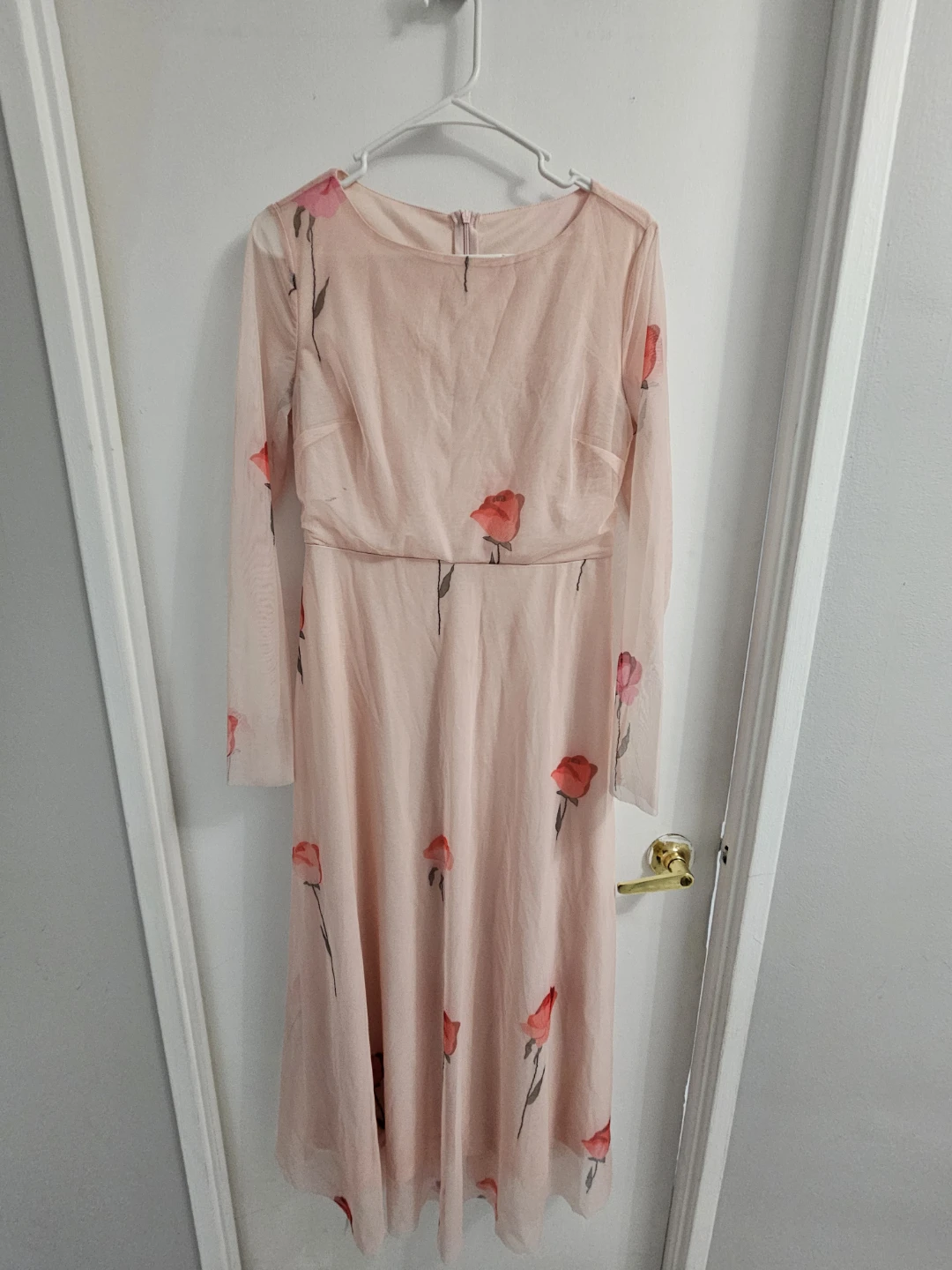 Pink Floral Mesh Dress