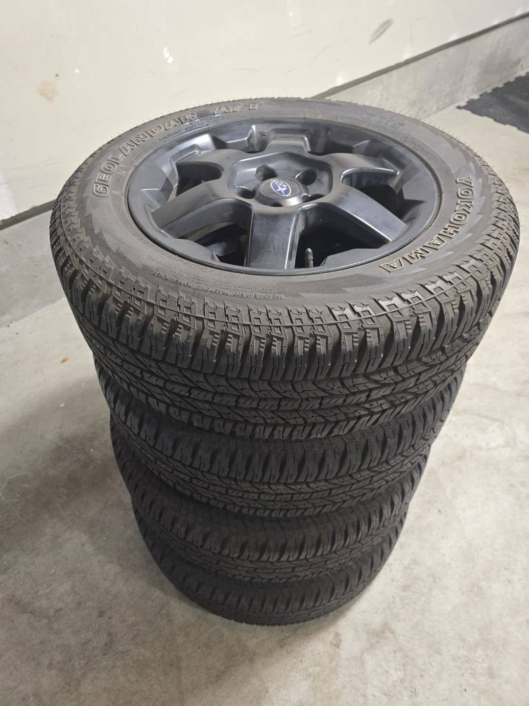 Yokohama Geolandar A/T Tires with Subaru Wilderness Rims