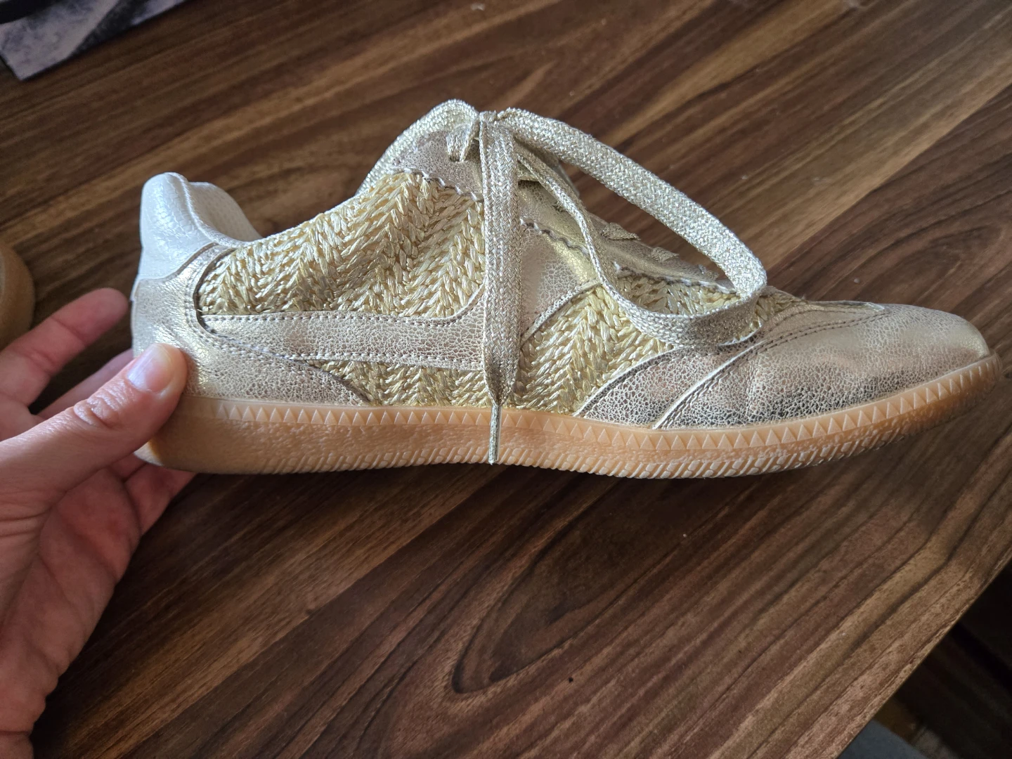 Gold Lace-Up Sneakers - Dirty Laundry (8.5W) - photo 2