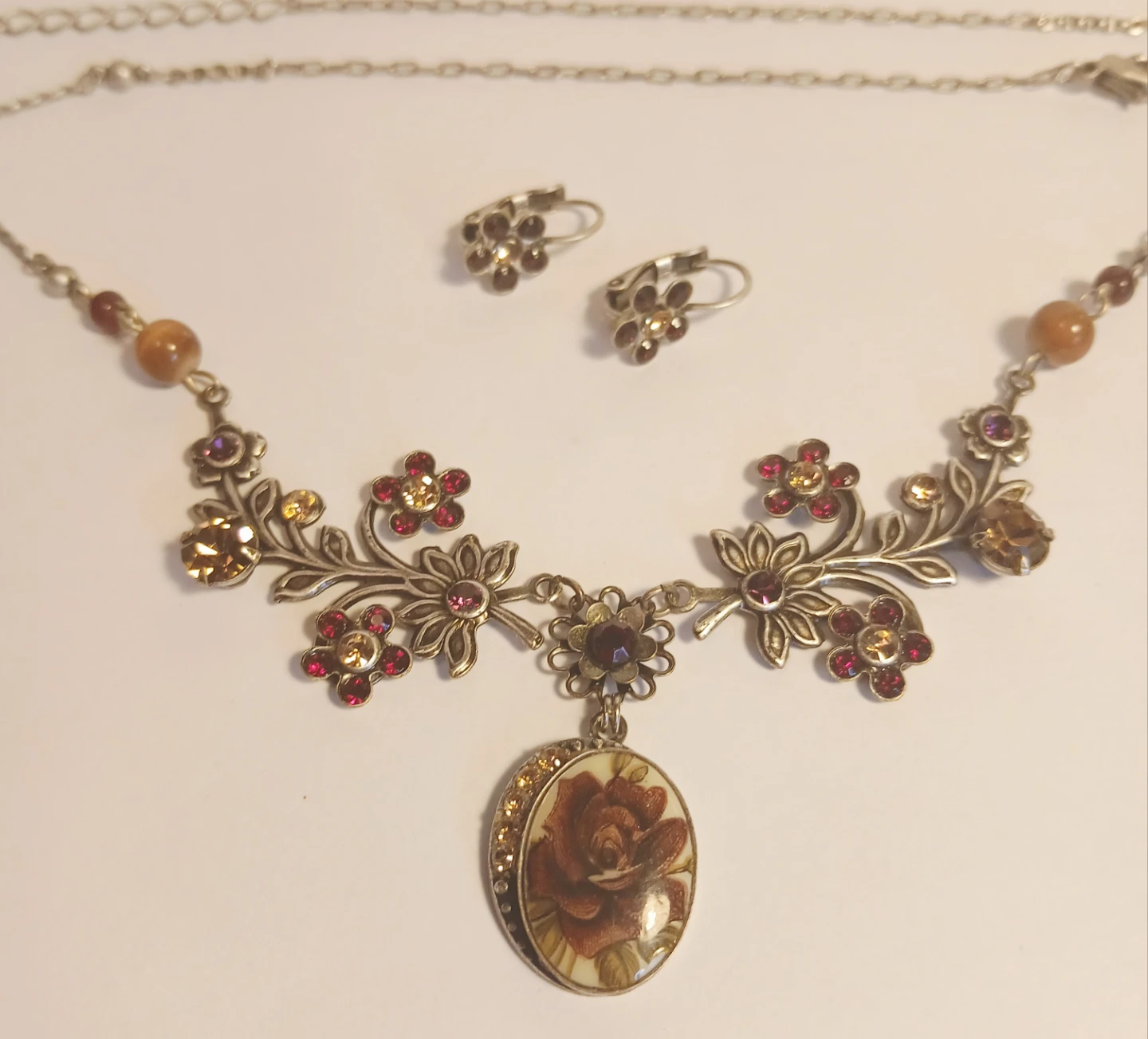 Rose Pendant Necklace, Earrings, and Ring Set - photo 2