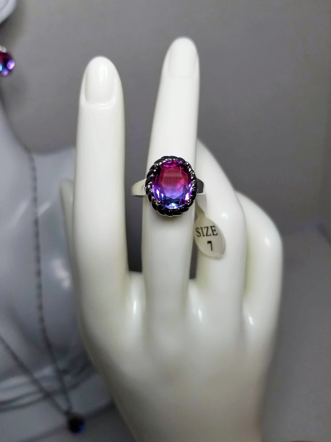 925 silver Graduated Gemstone Ring, Earrings, and Necklace Set - photo 4