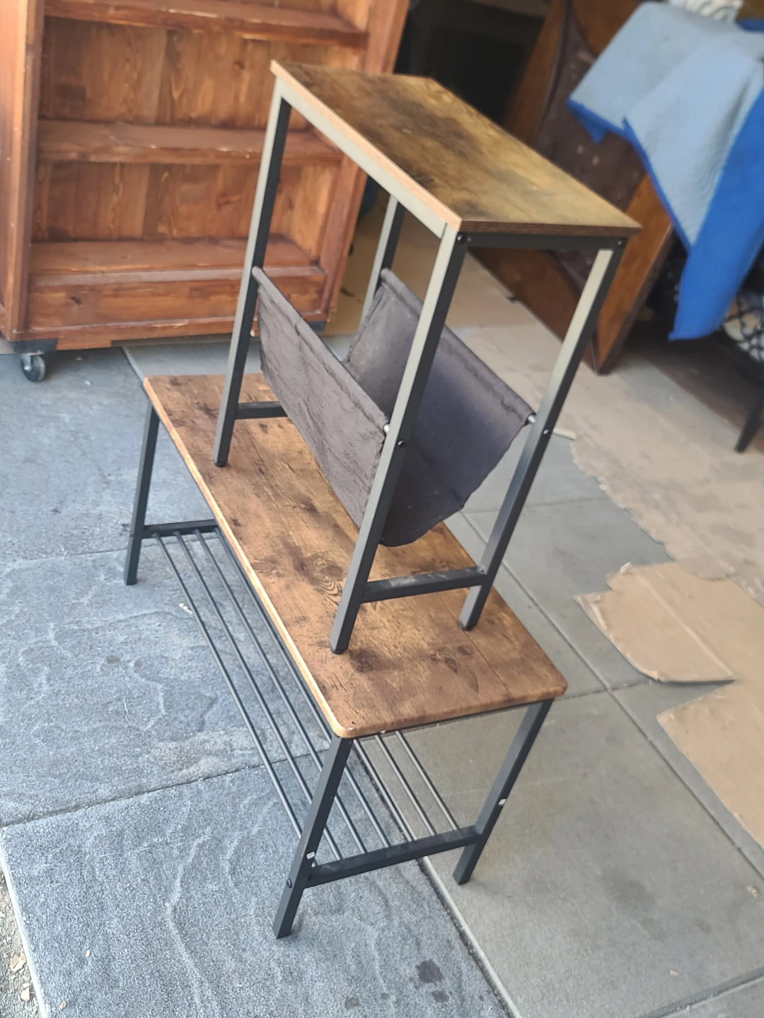 Industrial Style End Table with Magazine Rack