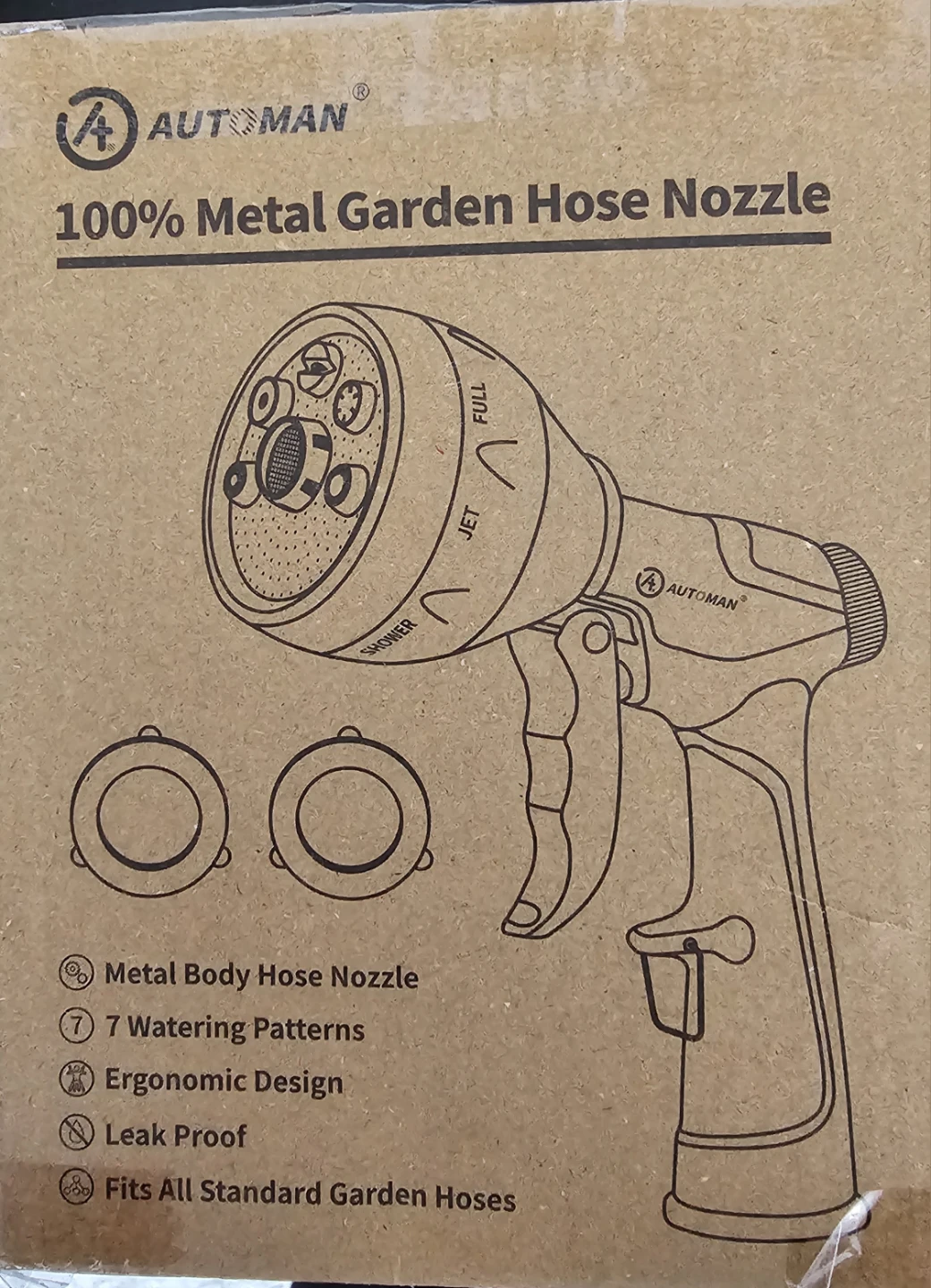 AUTOMAN 100% Metal Garden Hose Nozzle