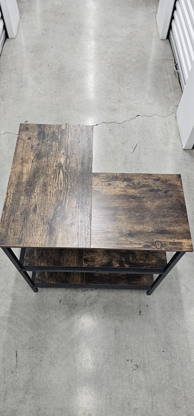 Rustic Brown L-Shaped Desk with Shelves - photo 5