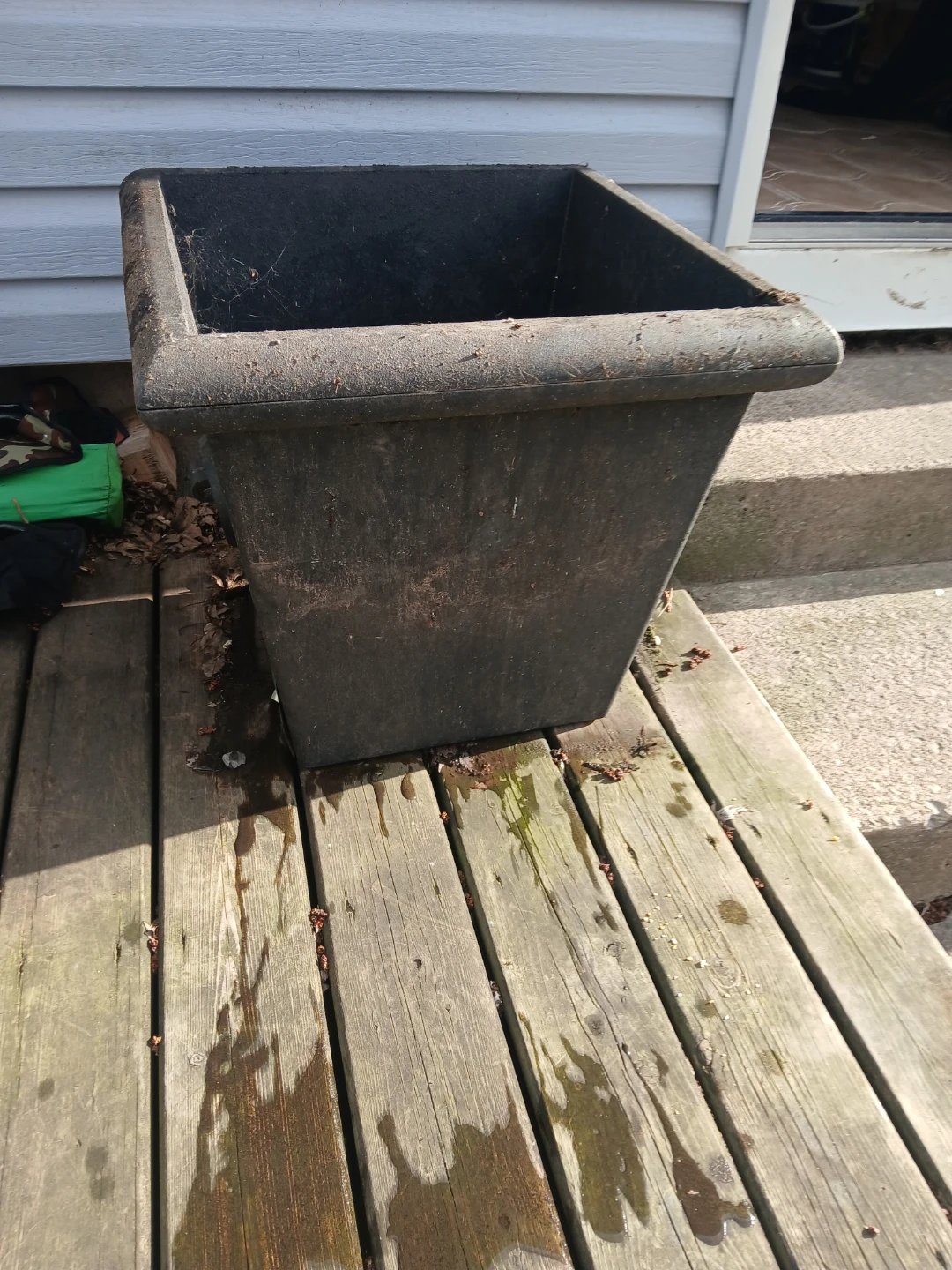 Square Black Plastic Planter Pot