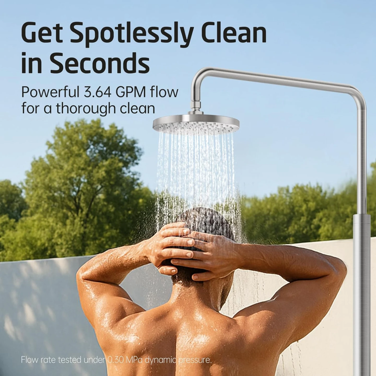 KES Natural Marble Outdoor Shower with 8" Shower Head - photo 3