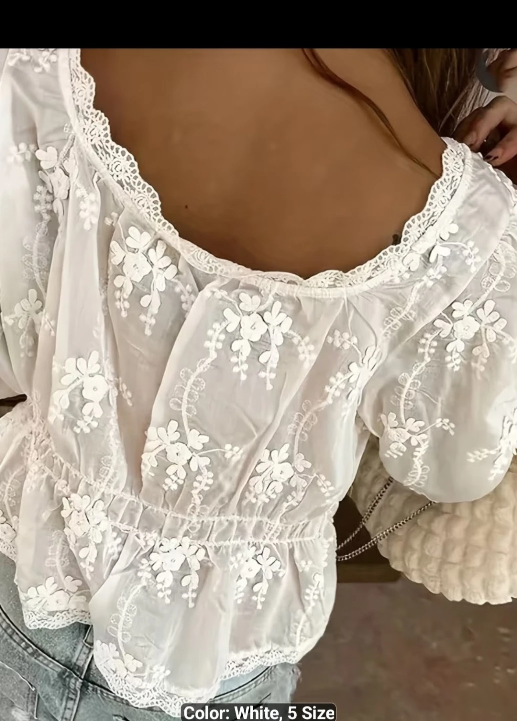 White Embroidered Blouse - Size 5 - photo 2