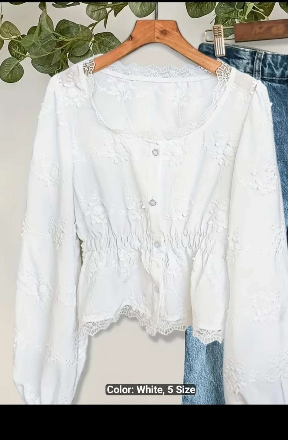 White Embroidered Blouse - Size 5 - photo 3
