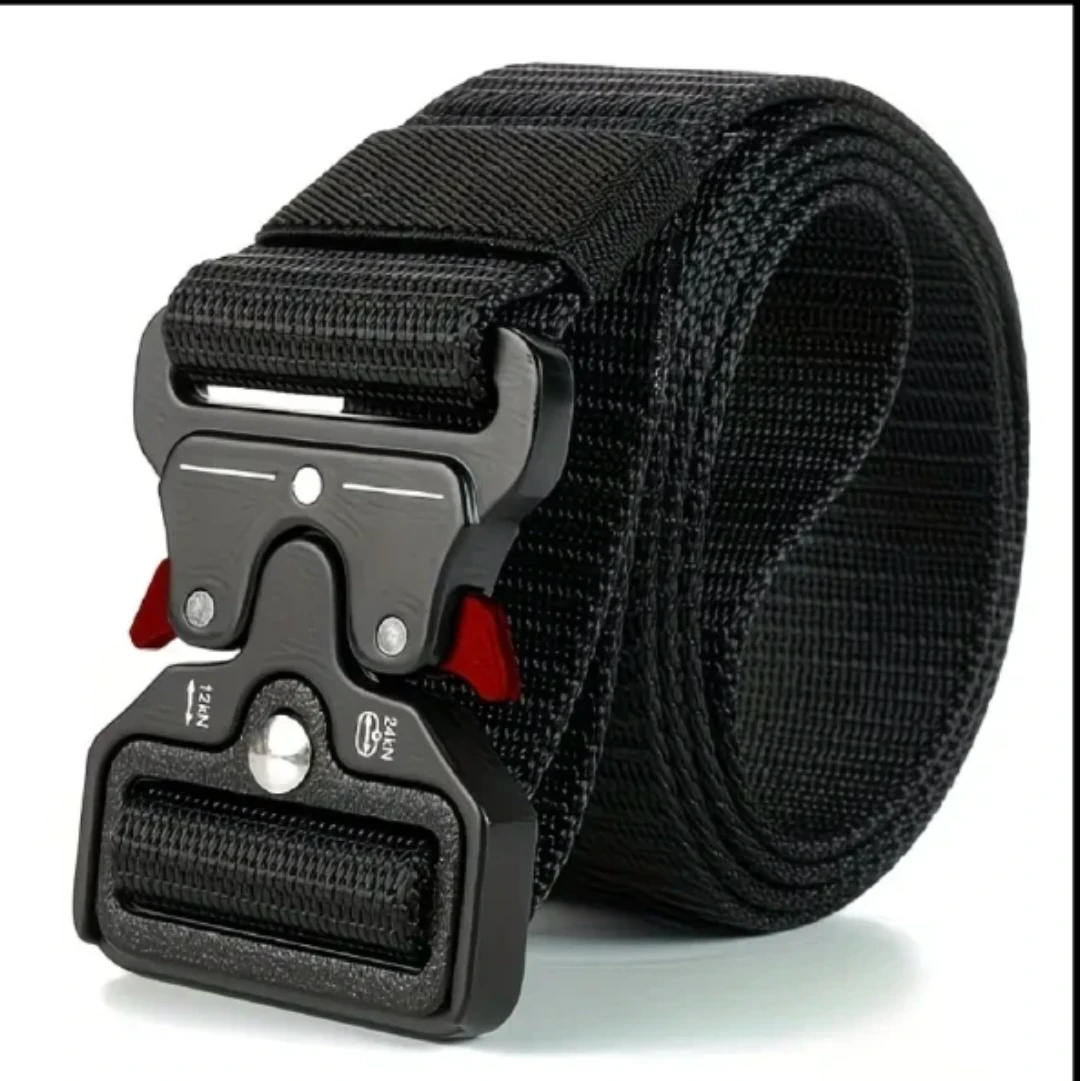Black Tactical Belt with Metal Buckle