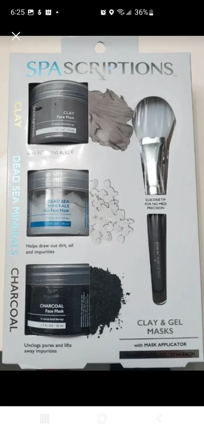 SPASCRIPTIONS Clay & Gel Face Mask Set with Applicator ⚽️⚽️⚽️