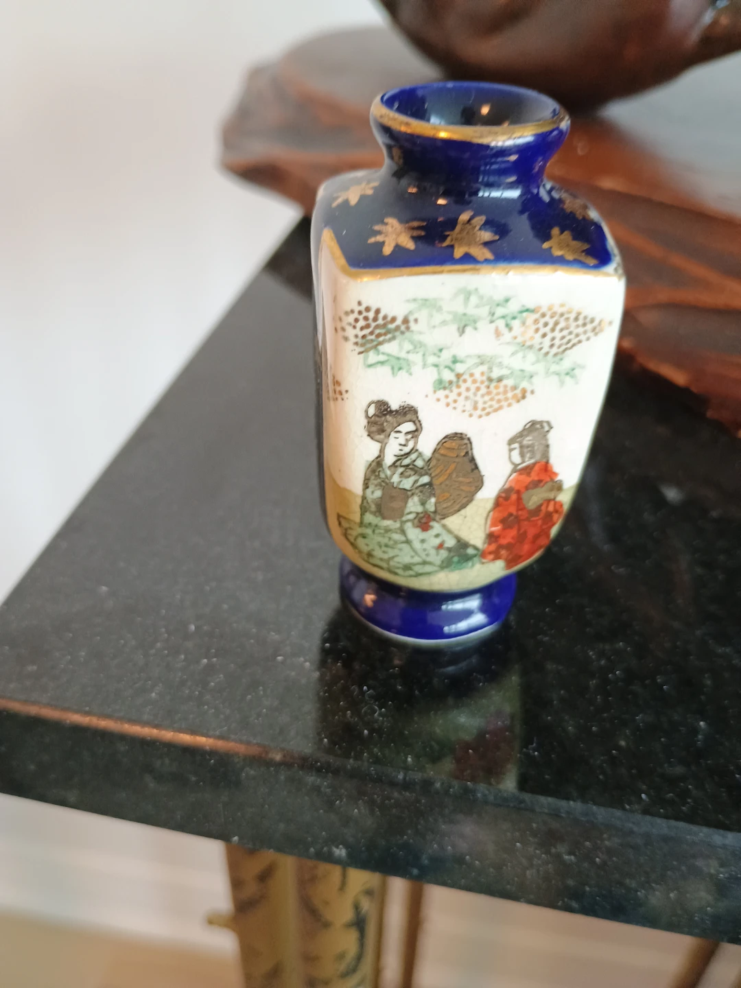 Miniature Decorative Vase with Japanese Figures