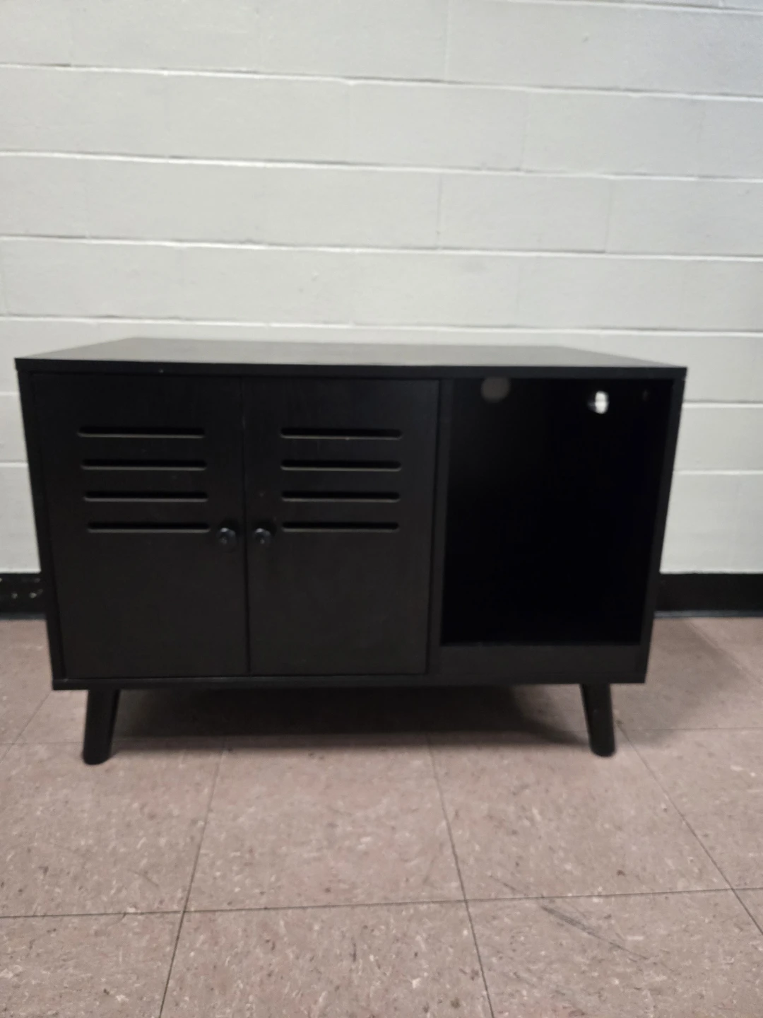 Modern Black Wood Hidden Cat Litter Box Enclosure Bench