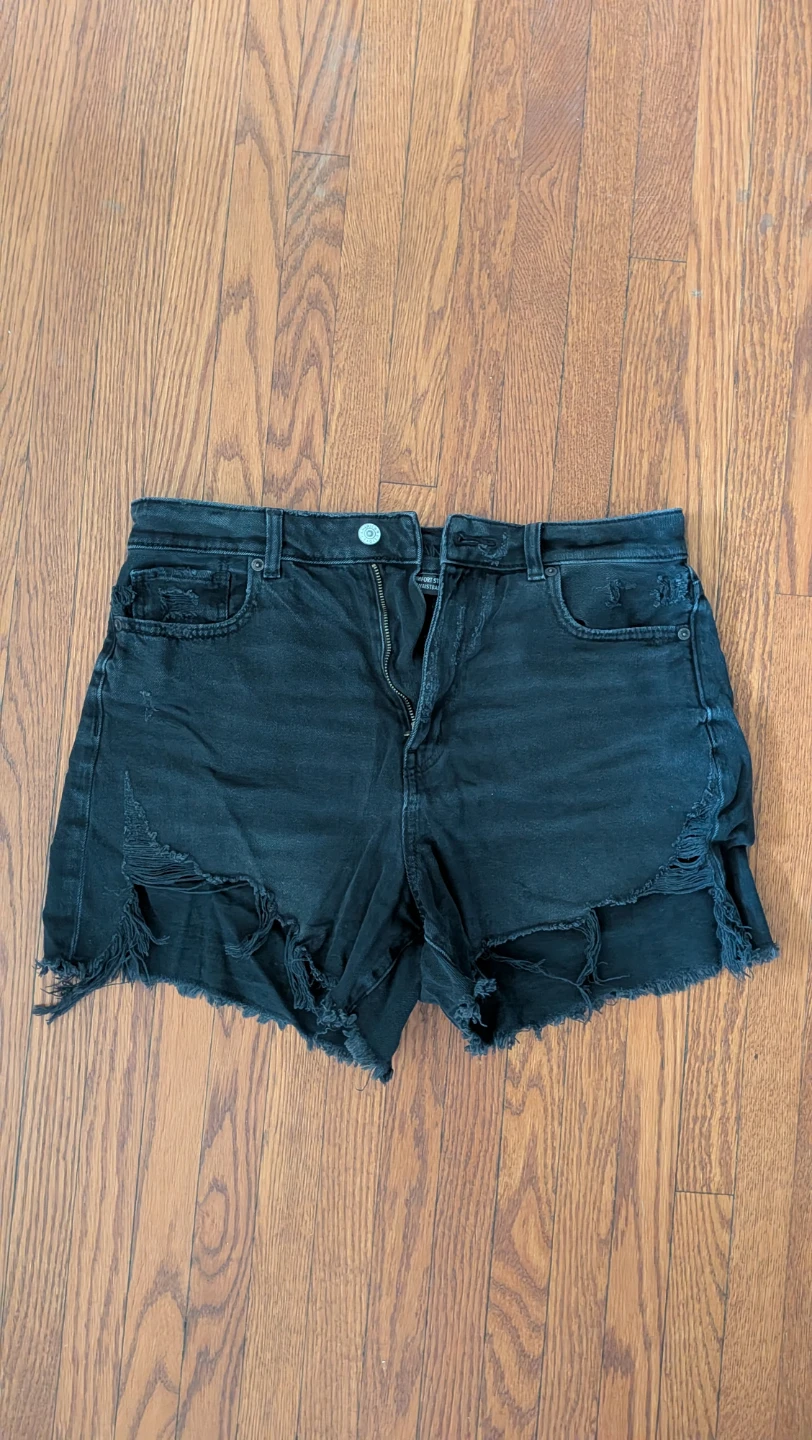 American Eagle Black Denim Cutoff Shorts Size 10