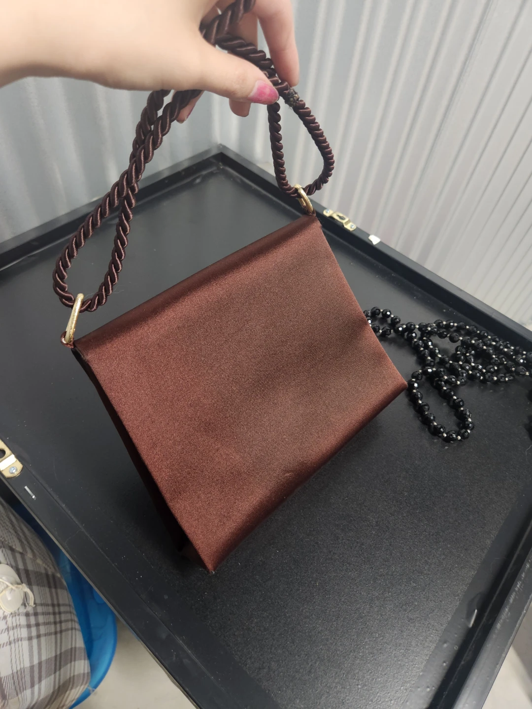 Chocolate Vintage Satin Evening purse. - photo 2