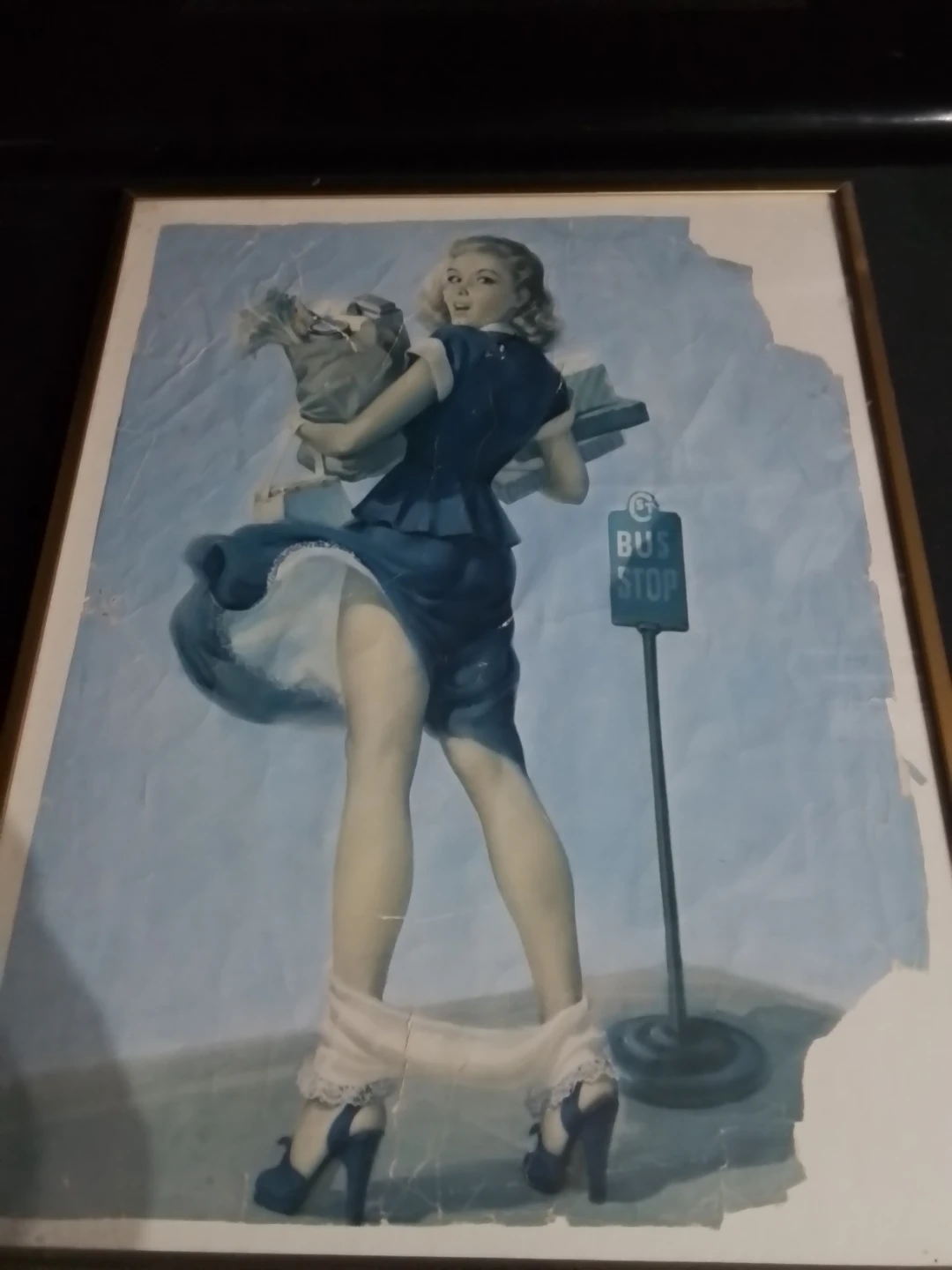 Vintage Pin-Up Art Print - Bus Stop Scene - photo 4