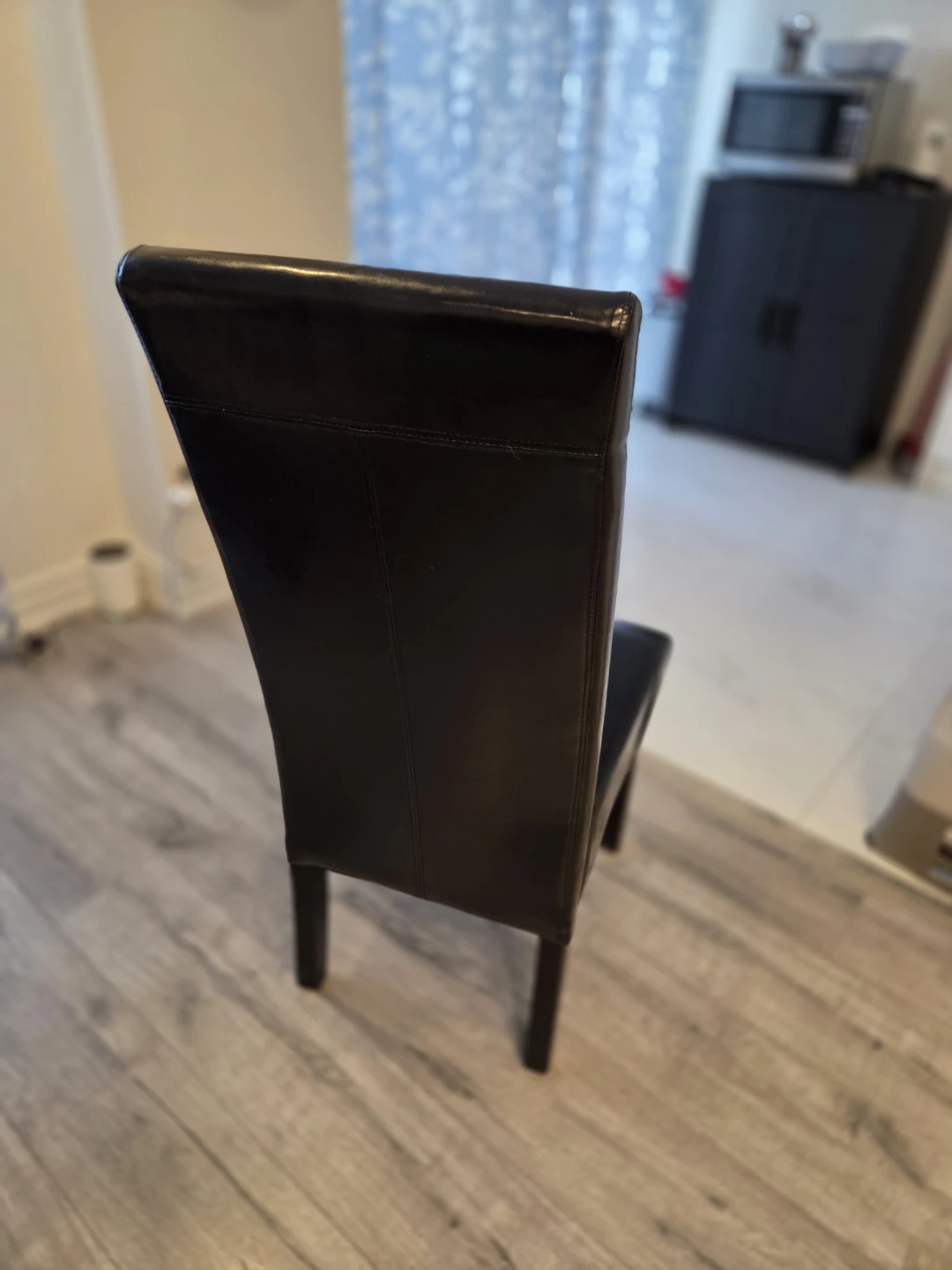Black Faux Leather Dining Chair - photo 2
