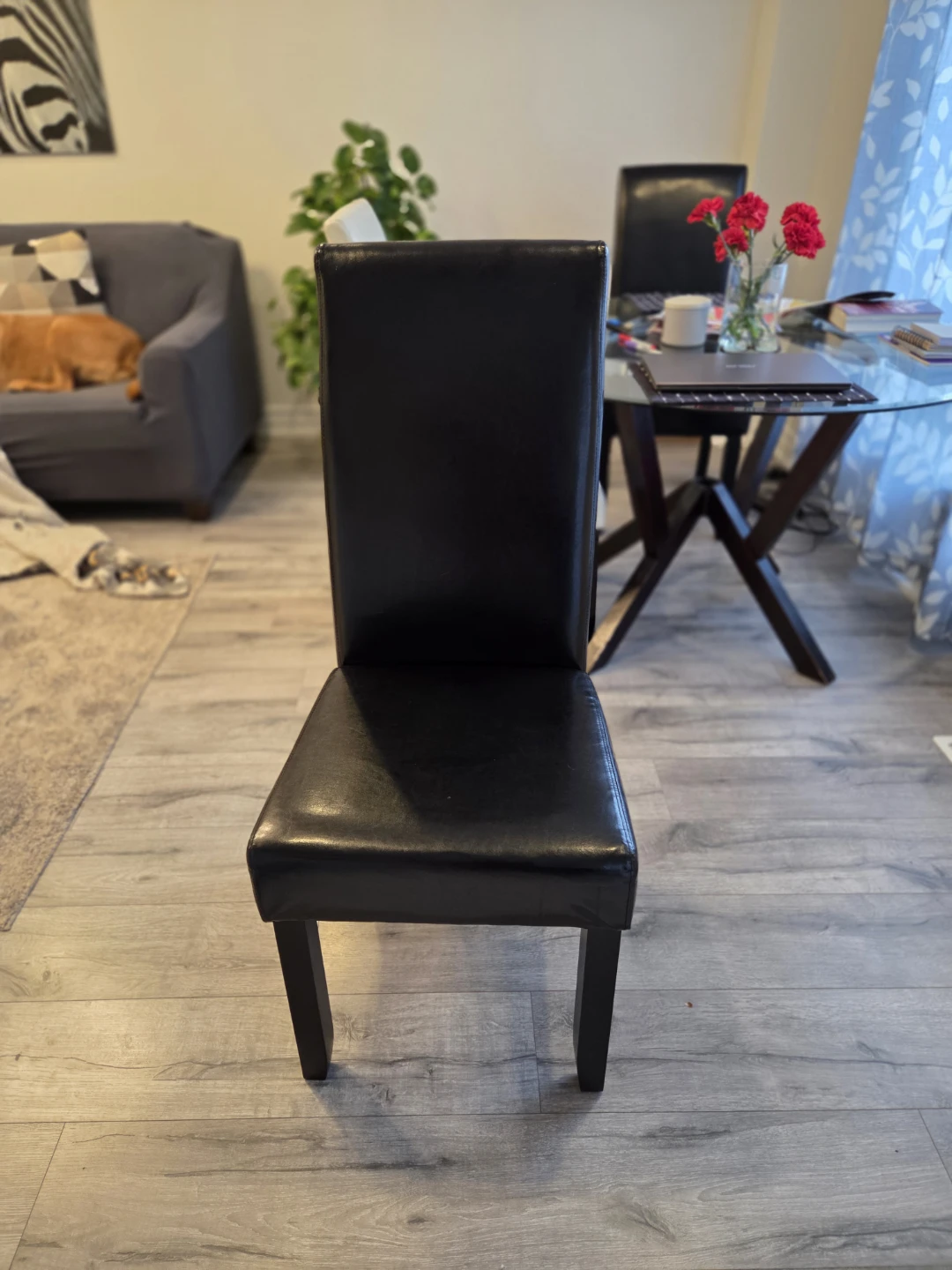 Black Faux Leather Dining Chair - photo 4