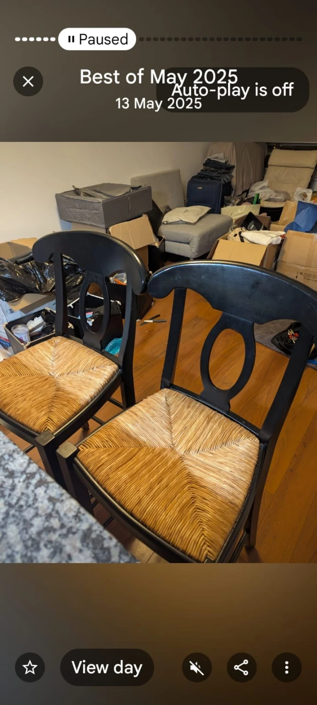 Set of 2 Black Bar Stools with Woven Seats and two table lamps