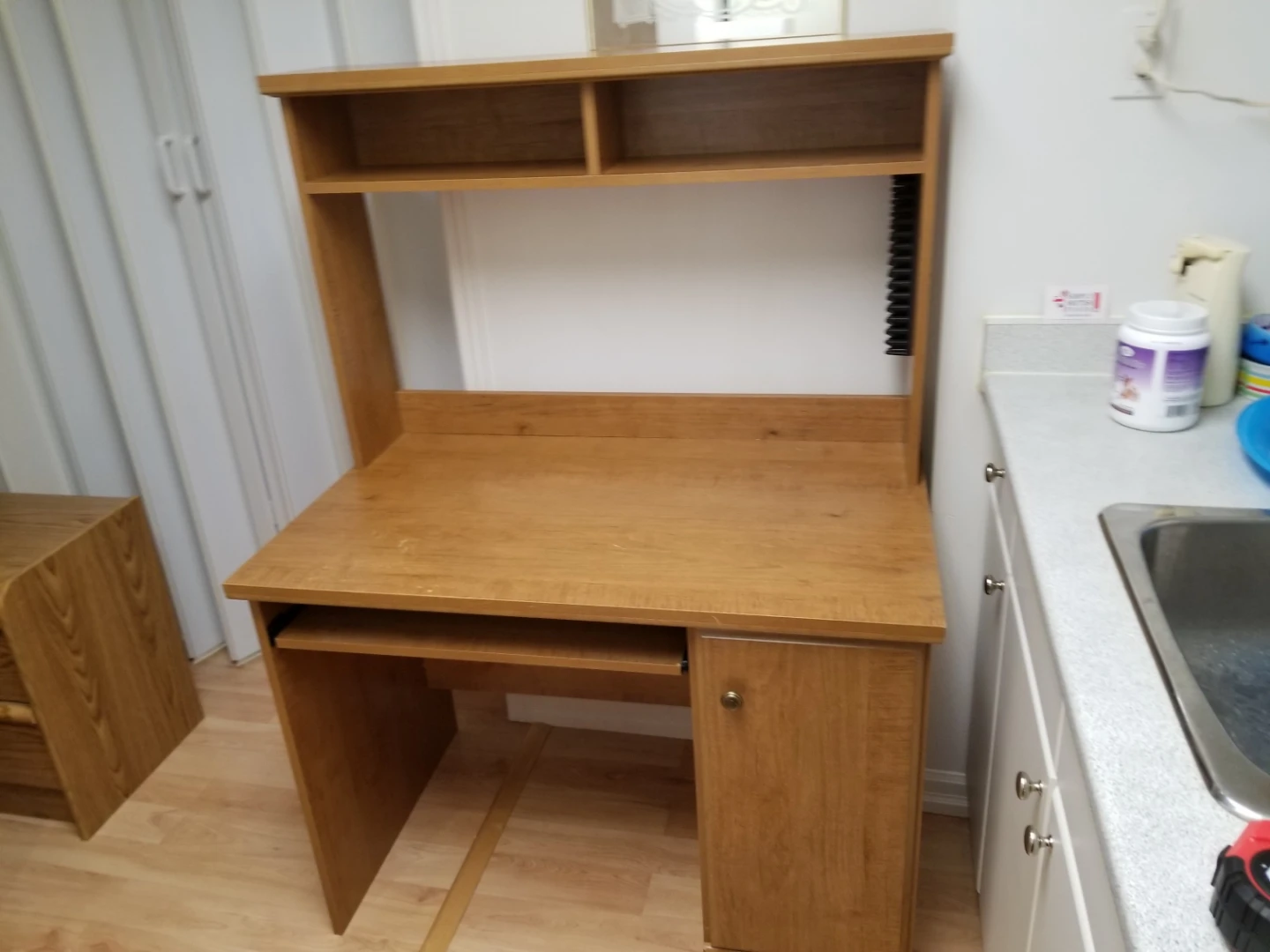 Wooden Desk with Hutch