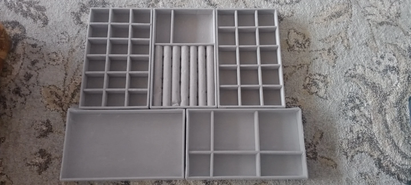 Grey Velvet Jewelry Organizer Set