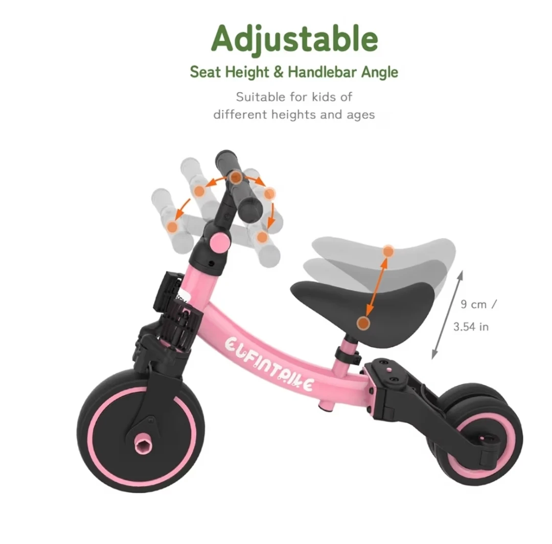 Pink ElFINTRIKE 2-in-1 Balance Bike / Tricycle for Toddlers - photo 2