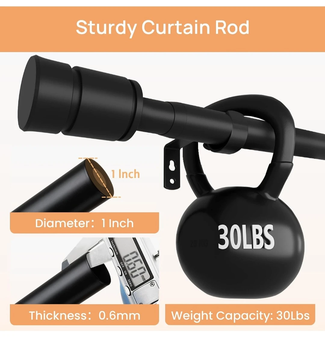 Adjustable Telescoping Curtain Rod (28"-132")×2 - photo 4