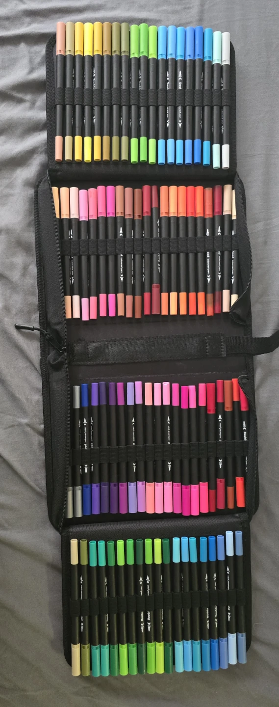 Set of 120 Dual-Tip Art Markers with Black Case - photo 2