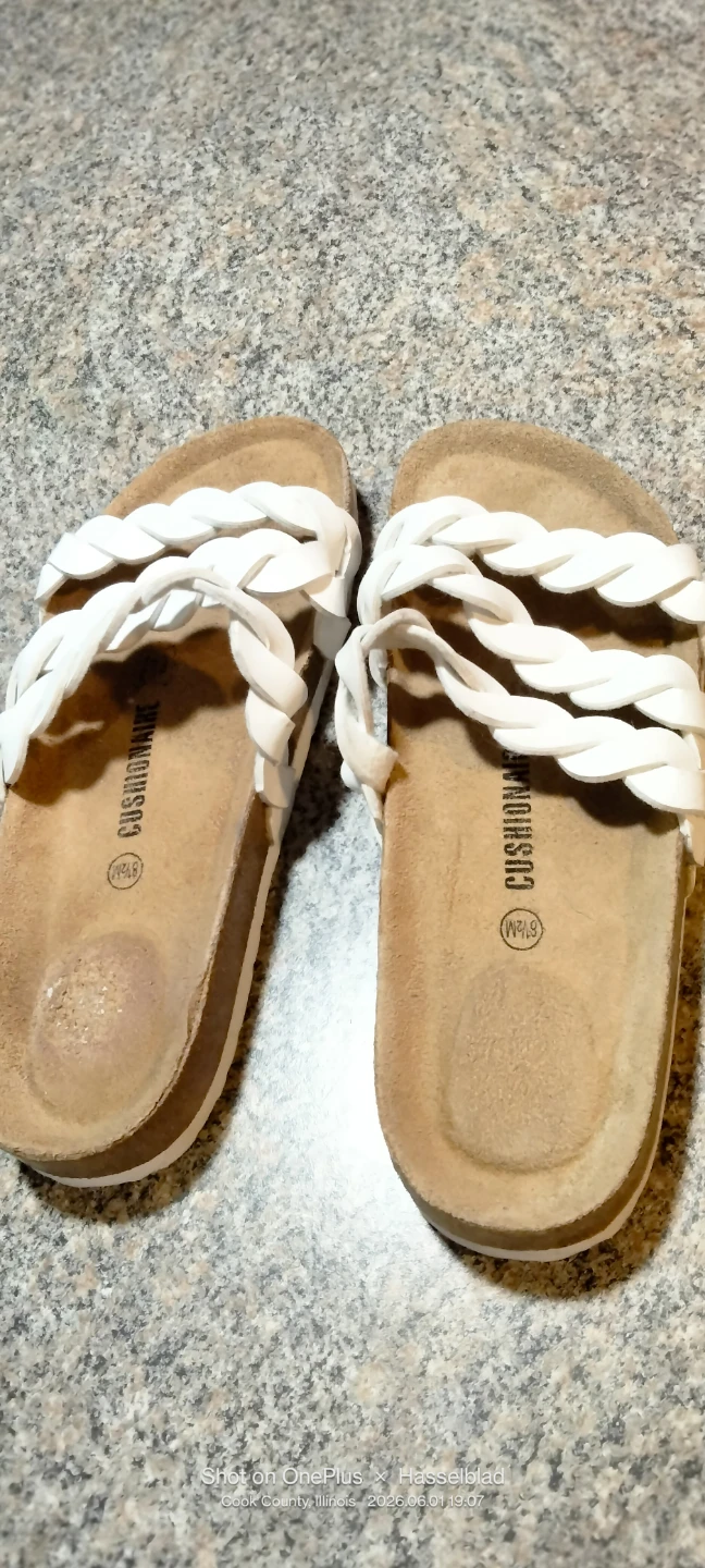 White Braided Strap Slides