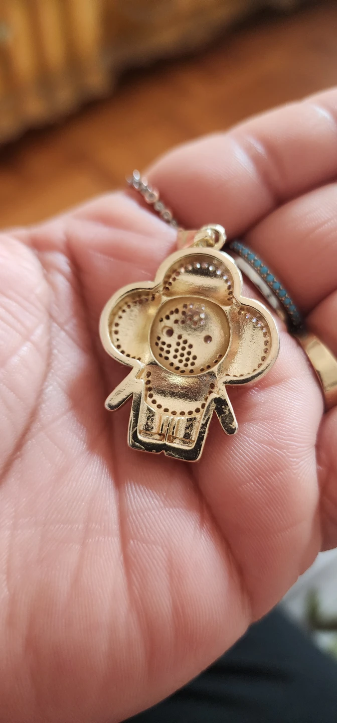 Gold platted Charm Pendant with Pink and Blue Enamel - photo 3
