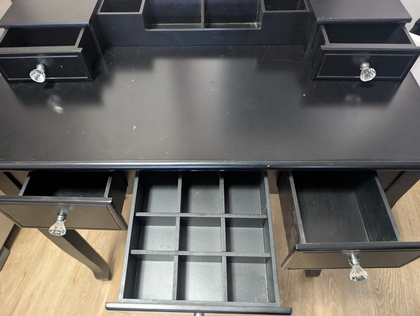 Black Vanity Table with Mirror and Drawers - photo 2