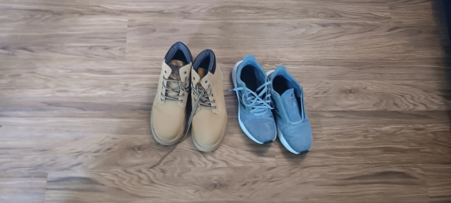 Timberland Boots and Adidas Running Shoes