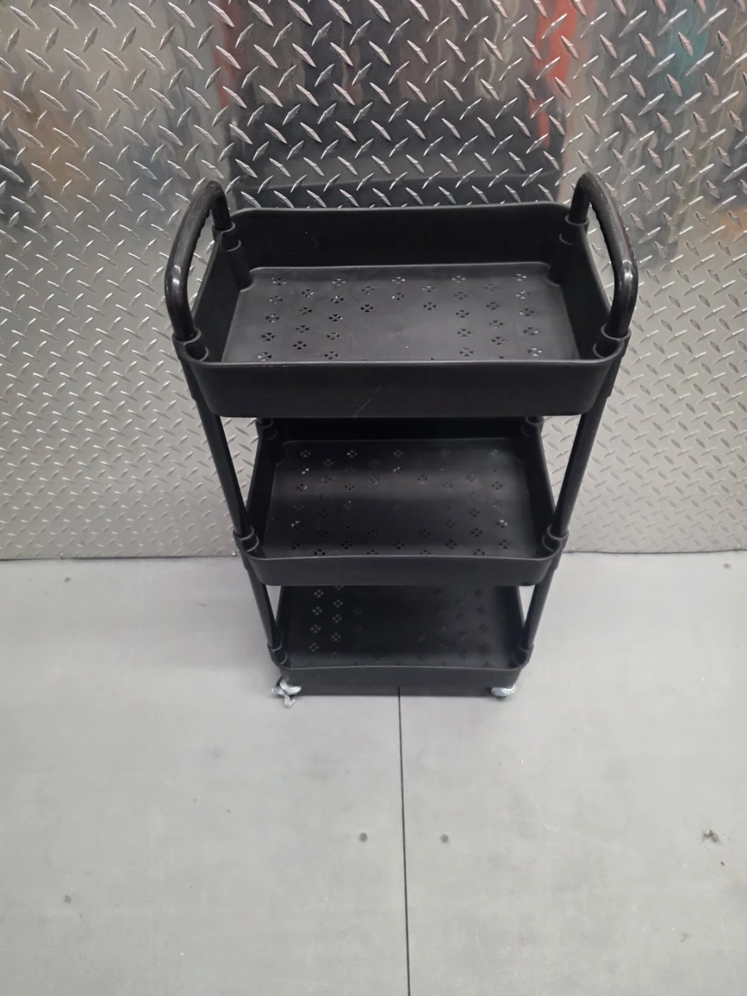 3-Tier Black Plastic Rolling Utility Storage Cart with Wheels - photo 2